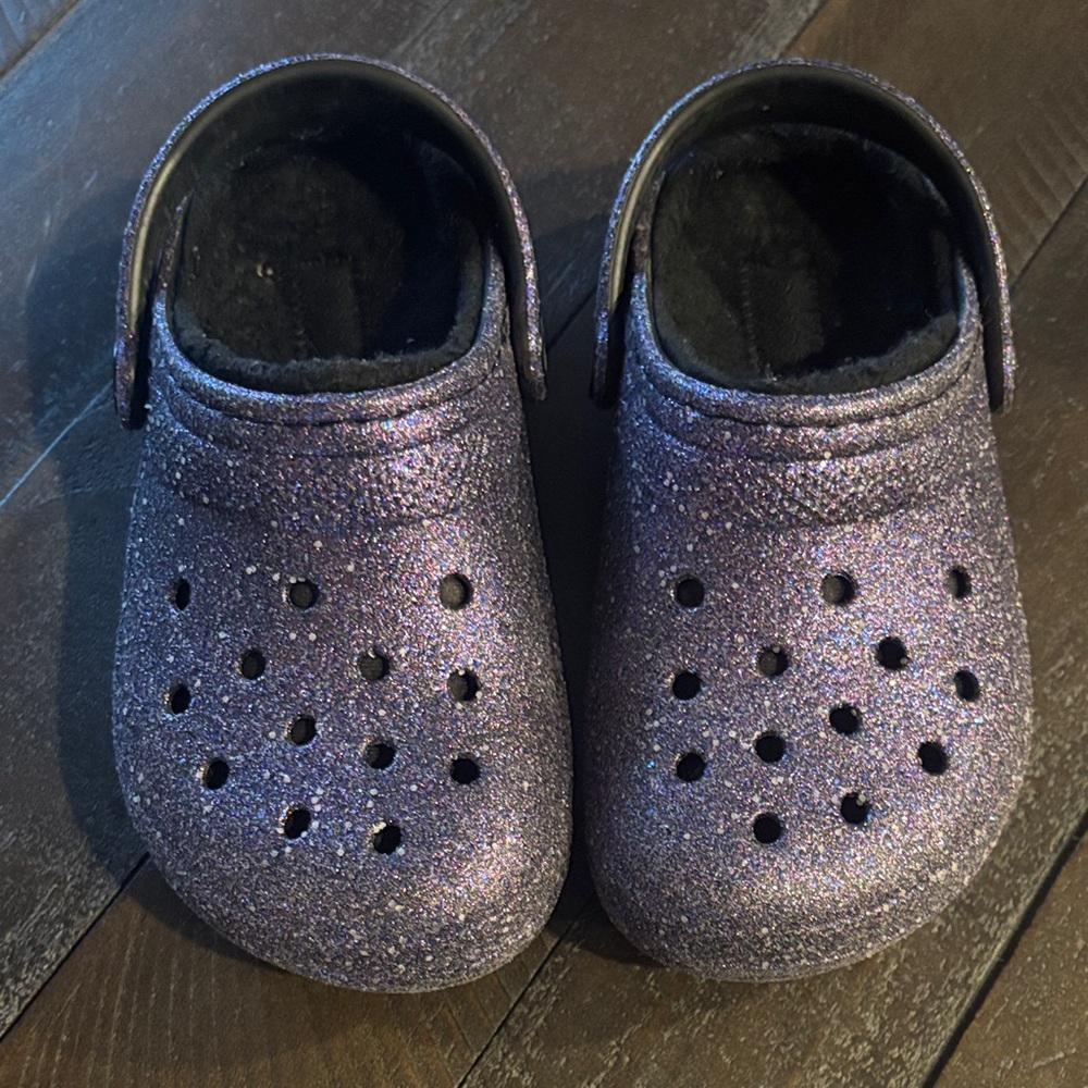 CROCS Kids Glitter Slippers - Purple